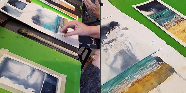 Pastels and Ink Landscape Sunday January 7th 2024